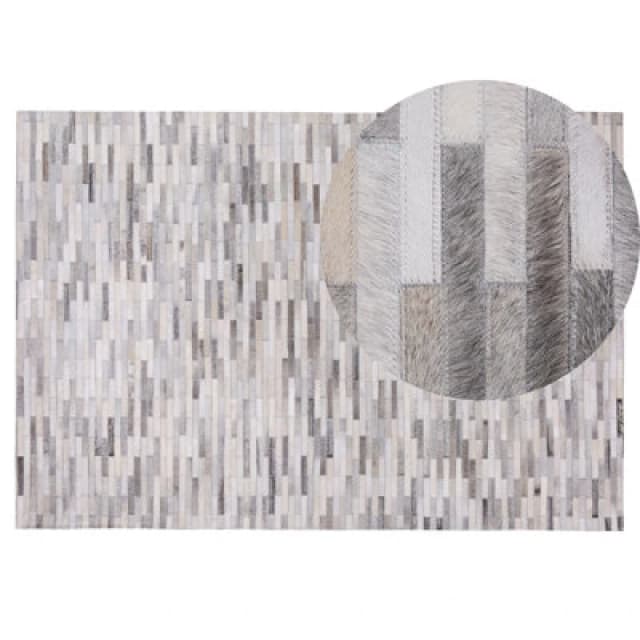 Beliani Rug Ahilli Grey 140 X 200 Cm Leather
