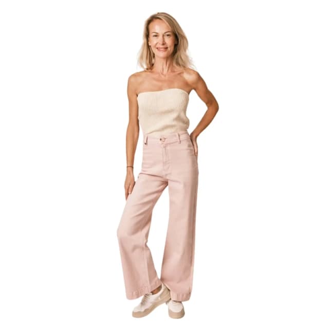F.A.M. Paris Womens stretch cotton high-waisted pink flared jeans F.A.M. Paris Fauve Rose Female XS