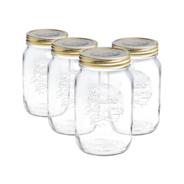Bormioli Rocco Quattro Stagioni Glass Preserving Jars 1L Clear Pack of 4 Clear