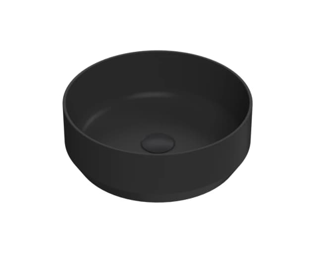 Balterley Round Ceramic Countertop Vessel Without Overflow Matt Black 350mm Black