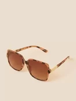 Accessorize Milky Tort Square Sunglasses, Brown, Women