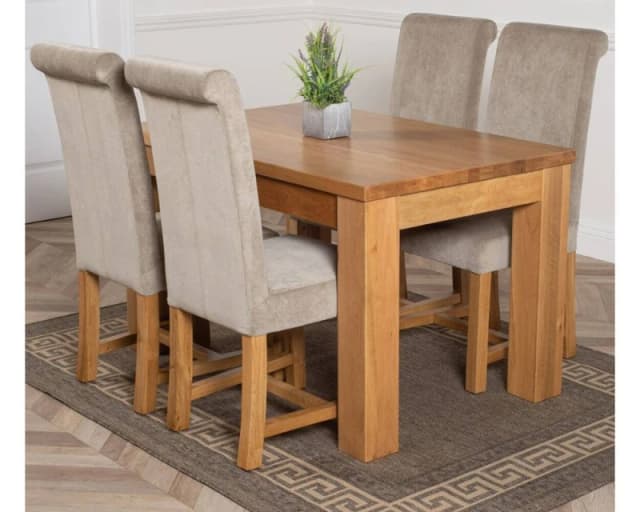 Thats Furniture Dakot 127 x 82cm Oak Small Dining Table & 4 Washington Fabric Chairs in Grey Size: 127 x 82cm Grey Unisex 127 x 82 cm