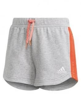Boys, adidas Junior Girls Athletics Bold Short - Grey Red, Grey/Red, Size 11-12 Years