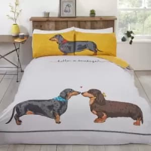 Hello Sausage Daschund Dog King Duvet Cover Set Reversible Bedding Bed Set - Rapport