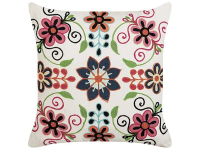 Beliani Throw Cushion Bahraich Cotton 50 X 50 Cm Multicolour Floral Pattern