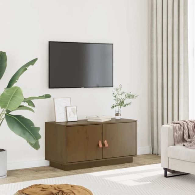 vidaXL TV Cabinet Honey Brown 80x34x40cm Solid Wood Pine, Brown 818233