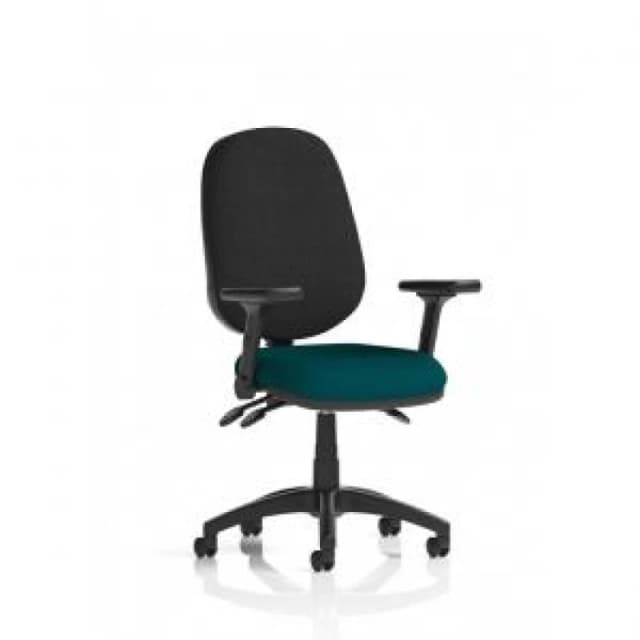 Eclipse Eclipse Plus III Lever Task Operator Chair Bespoke Colour Seat Maringa Teal With Height Adjustable And Folding Arms KCUP1766