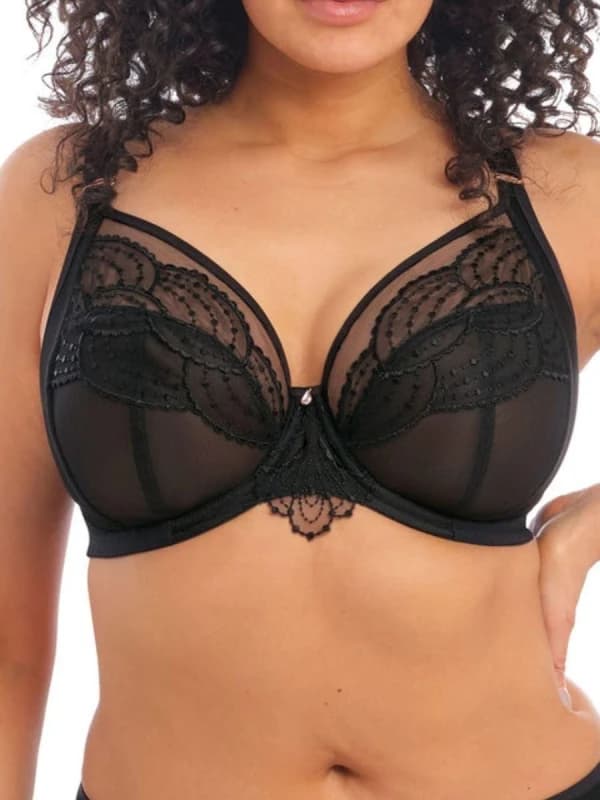 Elomi Womens Priya Plunge Bra in Black Size: 34JJ Black Female 34JJ
