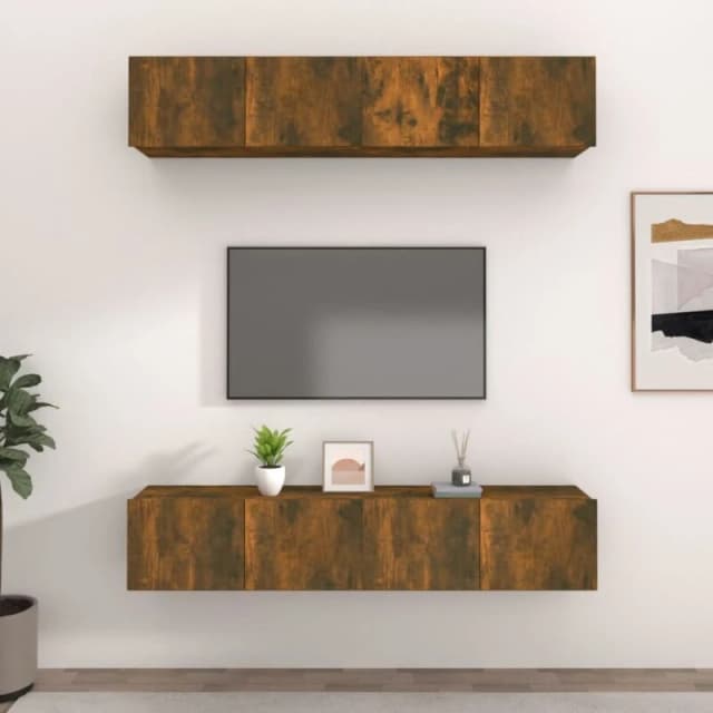 Vidaxl TV Cabinets 4 Pcs Smoked Oak 80X30X30 Cm Engineered Wood, Brown 3114187