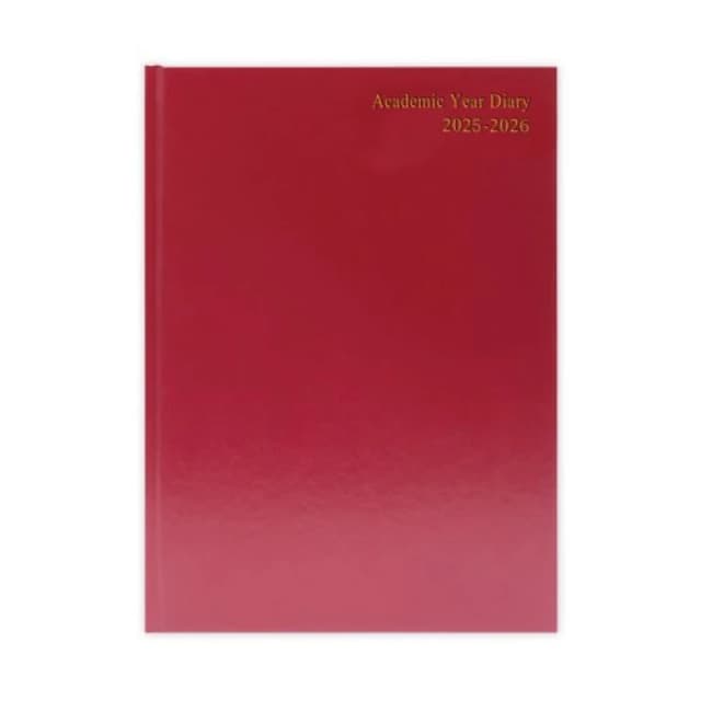 5 Star Academic Diary Day Per Page A5 Burgundy 2025-2026 KF1A5ABG25