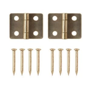 Brass effect Metal Butt hinge Pack of 2