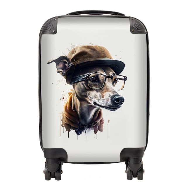 Warren Reed Designer Whippet Dog Splashart Suitcase - Large