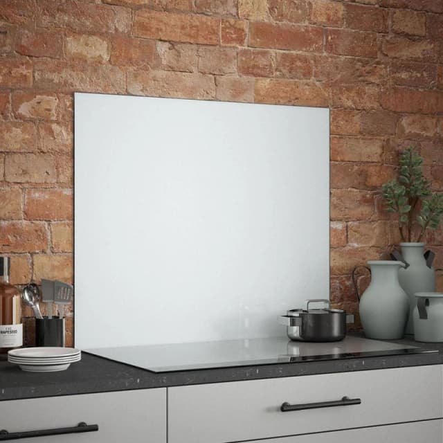 Splashback White Mist Indoor Self Adhesive Glass Kitchen s 90cm x 75cm Size: 90cm x 75cm White Unisex 90cm x 75 cm
