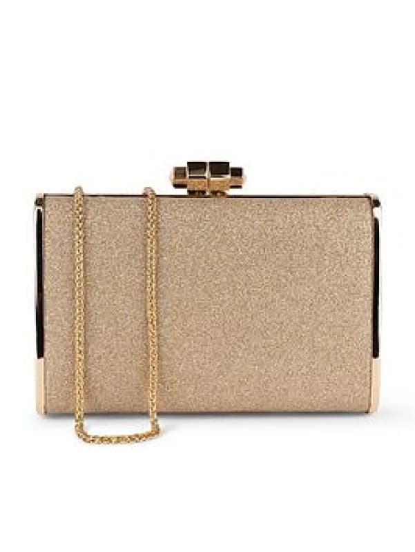 Paradox London Glitter 'Devica' Box Clutch Gold