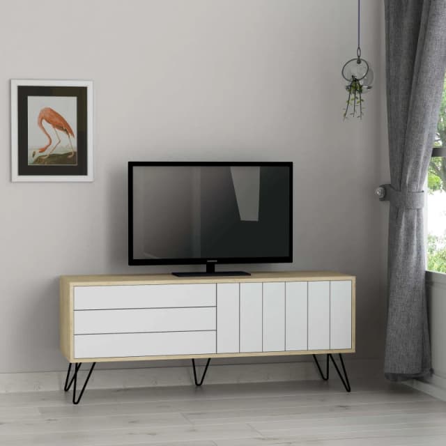 Decortie Picadilly' TV Unit Multimedia Centre with Storage 139cm in Natural Size: 1 Pack Natural Unisex 1 Pack