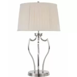 Loops - Table Lamp Ivory Shade Highly Polished Nickel Finish LED E27 60W Bulb