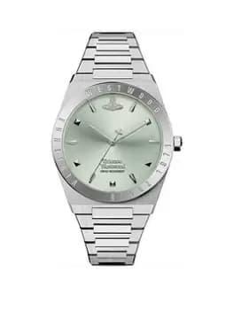 Vivienne Westwood Charterhouse Ladies Quartz Watch with Pastel Green Dial & Stainless Steel Silver Bracelet, Silver, Women