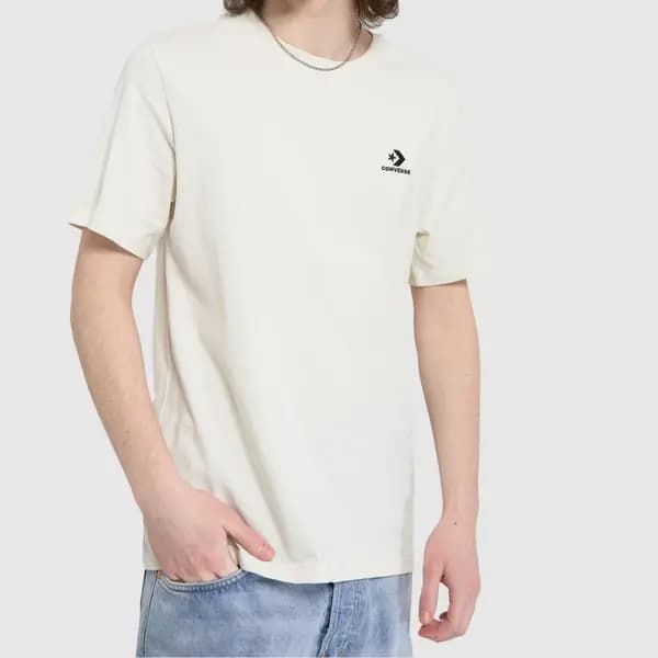 Converse go to embroidered star t-shirt in stone Stone XSml