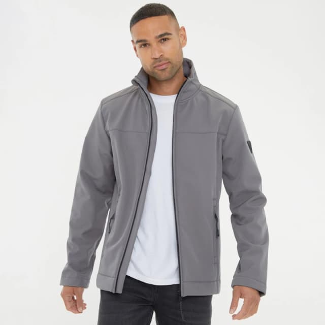 Threadbare Funnel Neck Lightweight Jacket With Stretch Dark Grey male S