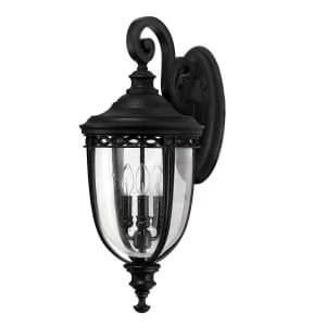 3 Light Outdoor Large Wall Lantern Light Black IP44, E14