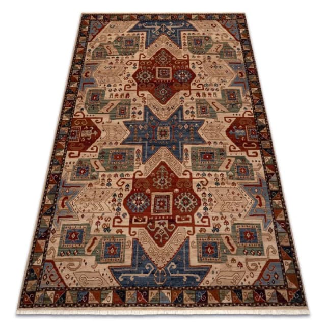 RugsX Wool Keshan Rug in Beige Size: 80cm x 145cm Beige Unisex 80cm x 145 cm