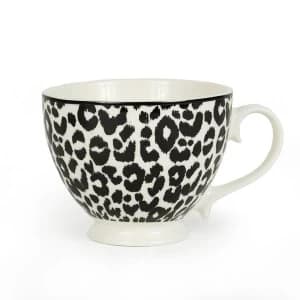 Animal Luxe Footed Mug Leopard Print Black