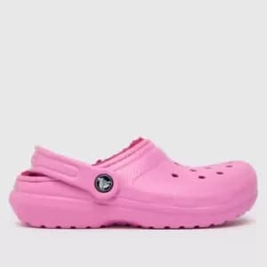 Crocs Pink Classic Lined Clog Girls Youth Sandals
