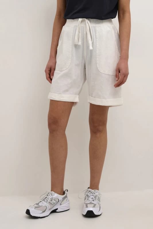 Kaffe Womens Naya Elastic Waist Casual Shorts in Cool White Size: 10 Cool White Female 10