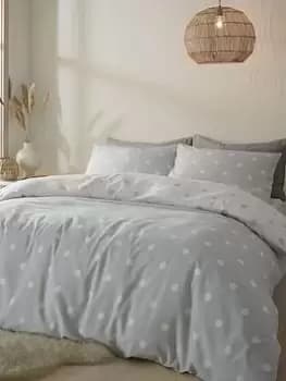 Catherine Lansfield Brushed Spot Reversible Duvet Cover Set In Grey