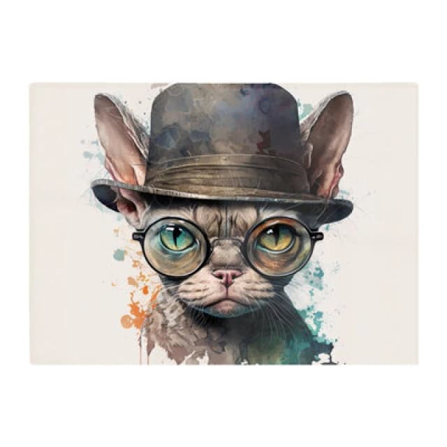 Warren Reed Designer Devon Rex Cat With Glasses Splashart Chopping Board