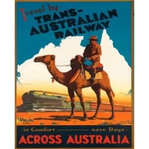 Vintage Metal Sign Retro Advertising Trans Australian Railway