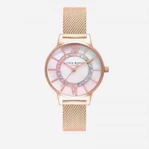 Olivia Burton Womens Wonderland Rainbow Mesh Watch - Rose Gold