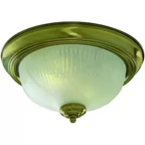 Searchlight Lighting - Searchlight Flush - Flush Ceiling 2 Light Antique Brass with Opal Glass Dome Diffuser, E14