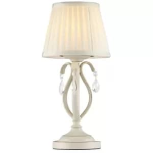 Brionia Table Lamp Beige with Pleated Satin Lampshade, 1 Light, E14