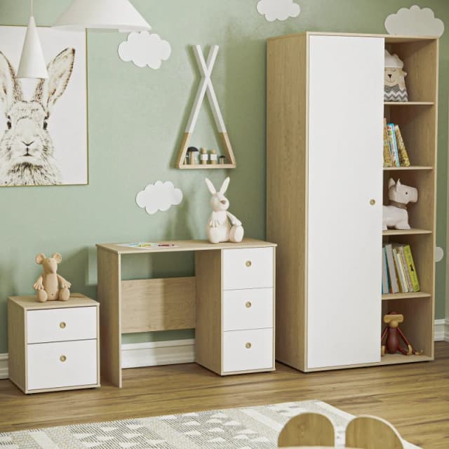 Lassic Junior Vida Neptune 3 Piece Bedroom Set White & Oak unisex One Size