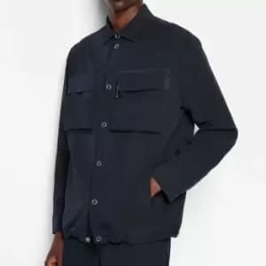 Armani Exchange Seersucker Zip Pocket Long-Sleeved Shirt - M