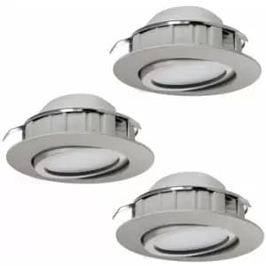 Loops - 3 pack Flush Ceiling Downlight Satin Nickel Plastic 6W Built in led