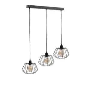 Luna Bar Pendant Ceiling Light Black, 63cm, 3x E27