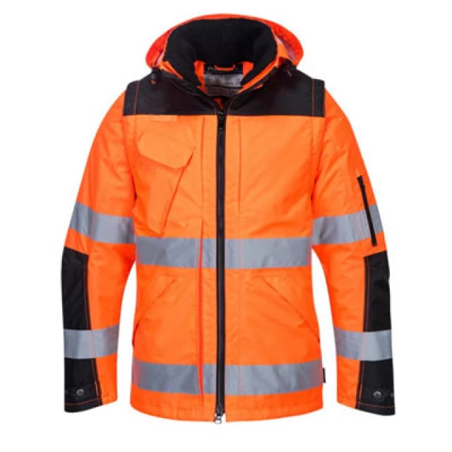 Oxford Weave 300D Hi Vis Winter Pro Jacket C469OBRL Colour: Orange / Black