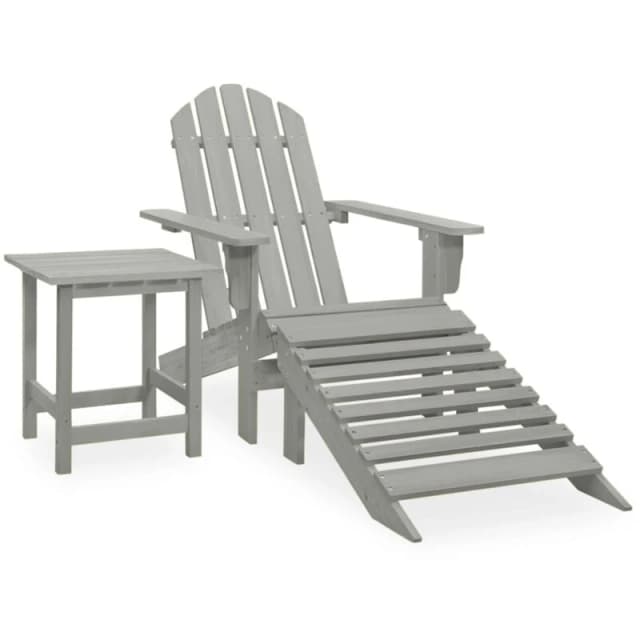 MINKUROW Garden Adirondack Chair with Ottoman&Table Solid Fir Wood Grey vidaXL YX315930