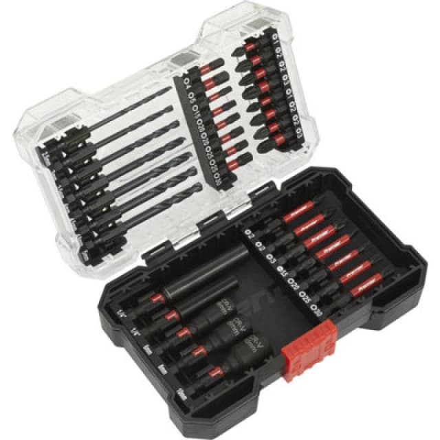 Loops 35 PC Impact Grade Power Tool Bit Set - S2 Steel Bits - 1/4" Hex - Storage Case Metallics