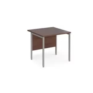 Office Desk 800mm Rectangular Desk With H-Frame Leg Walnut Tops With Silver Frames 800mm Depth Maestro 25