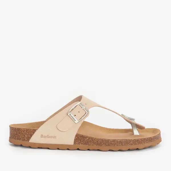Barbour Womens Margate Suede Toe Post Sandals - UK 3 White Sandals female LFO0700BE12 3