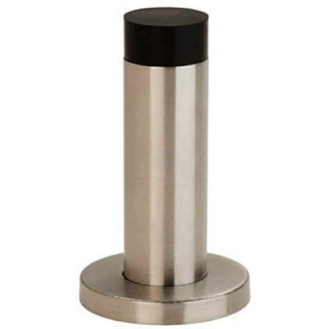 Loops Wall Mounted Doorstop Cylinder on Rose Rubber Tip 76 x 22mm Satin Steel Metallics