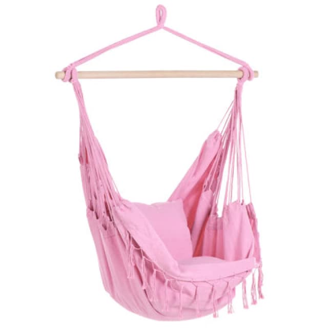 Beliani Hanging Chair Bonea Cotton Pink