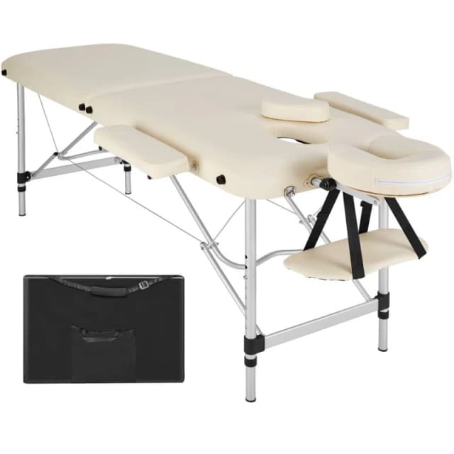 Tectake Massage Table 2-Zone Aluminium, Padding and Bag - Cream 402787