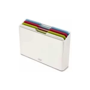 Joseph Joseph Folio 4 Piece Colour coded Chopping Board Set, Slimline case for organised storage, White, Regular