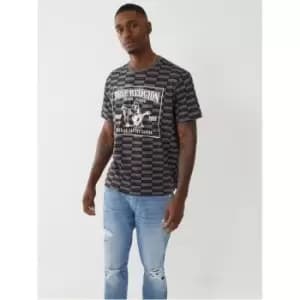 True Religion Chequered Buddha T-Shirt Mens - Black