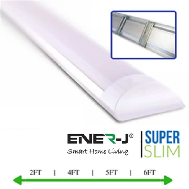 Ener-J 45W Prismatic LED Tube Batten complete fitting 1.5m, 4000 lumens, 6500K (pack of 2 units)