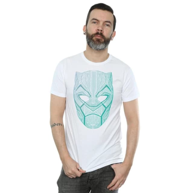 Marvel Marvel Men Black Panther Tribal Mask T-Shirt in White Size: Small White S Male 5057736544136